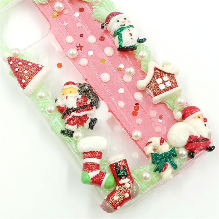 Santa Claus is Delivering Gifts | Cream Glue 3D Phone Case | Christmas Collection