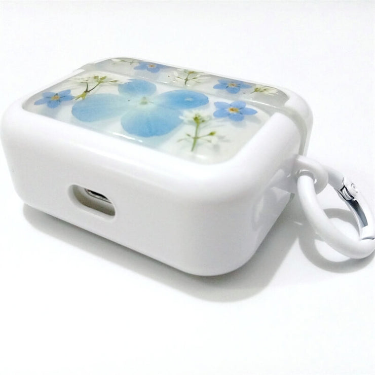 Blue Hydrangea Stellaria Graminea | Pressed Real Flower | AirPods with Name