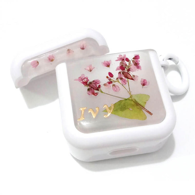 Red Delphinium with Branches | Pressed Real Flower | AirPods with Name