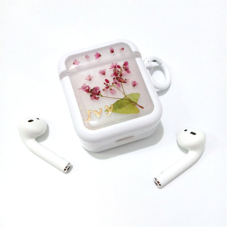 Red Delphinium with Branches | Pressed Real Flower | AirPods with Name