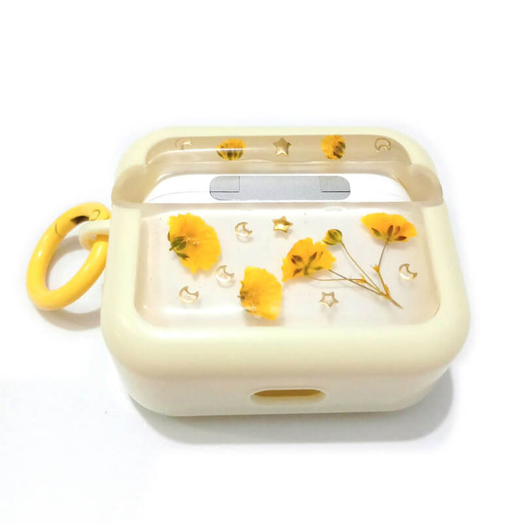 Yellow Gypsophila with Stars Moon | Pressed Real Flower | Resin | AirPods