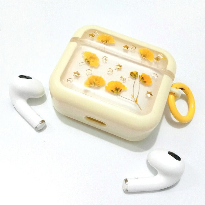 Yellow Gypsophila with Stars Moon | Pressed Real Flower | Resin | AirPods