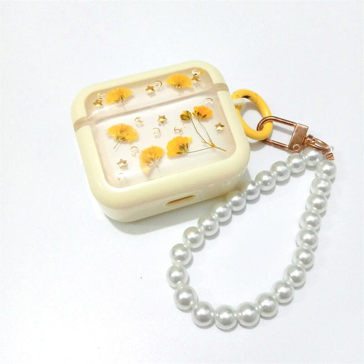 Yellow Gypsophila with Stars Moon | Pressed Real Flower | Resin | AirPods