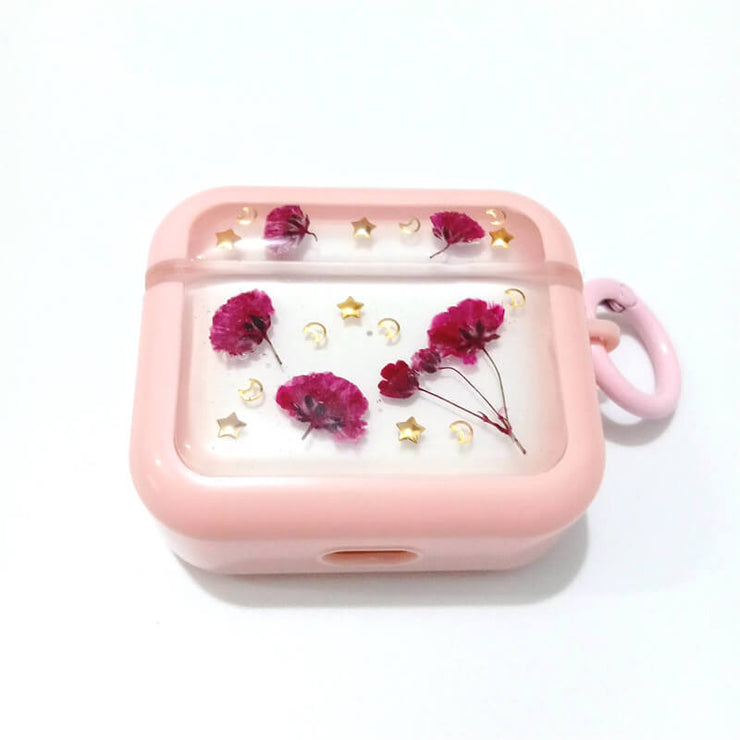 Red Gypsophila with Stars Moon | Pressed Real Flower | Resin | AirPods