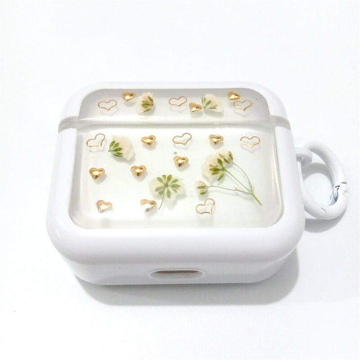 White Gypsophila with Love Shape | Pressed Real Flower | Resin | AirPods