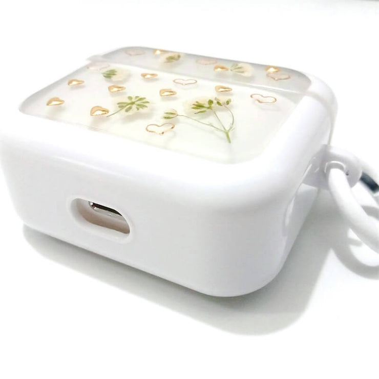 White Gypsophila with Love Shape | Pressed Real Flower | Resin | AirPods