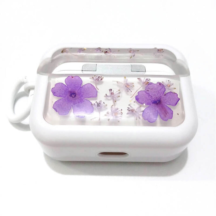 Purple Hydrangea with Japonica | Pressed Real Flower | Resin | AirPods