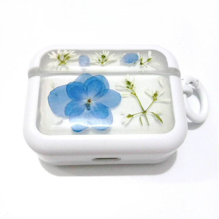 Blue Hydrangea with Stellaria | Pressed Real Flower | Resin | AirPods