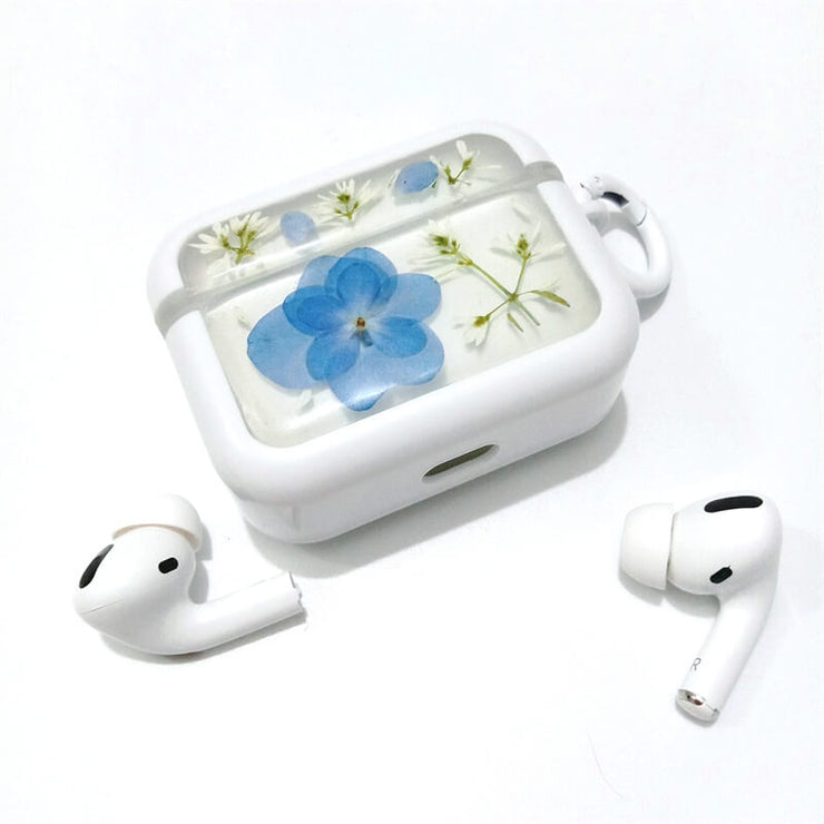 Blue Hydrangea with Stellaria | Pressed Real Flower | Resin | AirPods