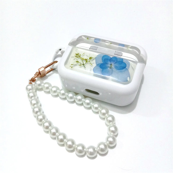 Blue Hydrangea with Stellaria | Pressed Real Flower | Resin | AirPods