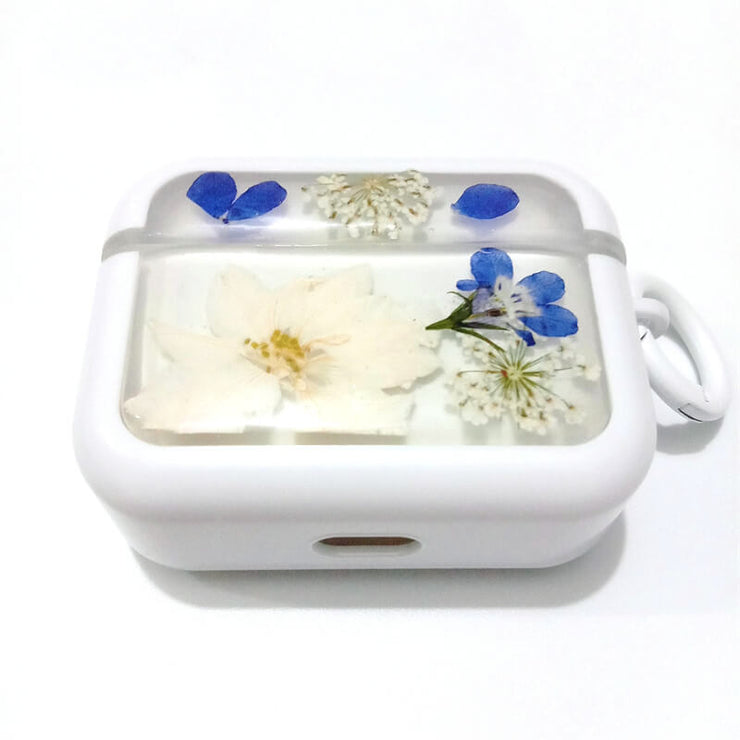 White Delphinium Lobelia Erinus | Pressed Real Flower | Resin | AirPods