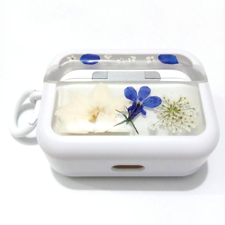 White Delphinium Lobelia Erinus | Pressed Real Flower | Resin | AirPods