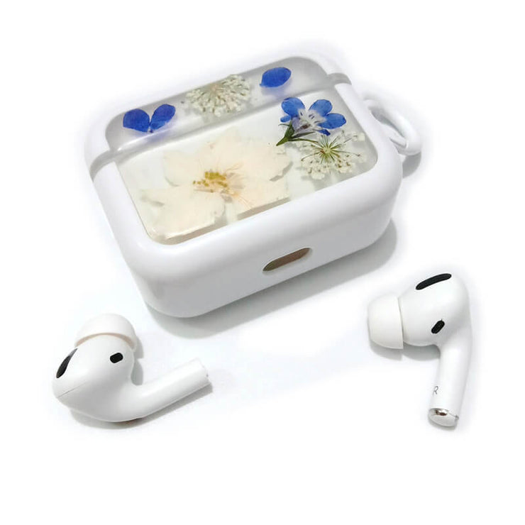 White Delphinium Lobelia Erinus | Pressed Real Flower | Resin | AirPods