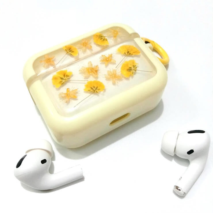 Yellow Aster Japonica | Pressed Real Flower | Resin | AirPods