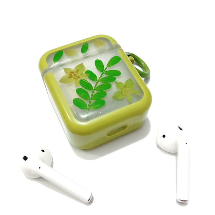 Green Lagotis with Leaves | Pressed Real Flower | Resin | AirPods