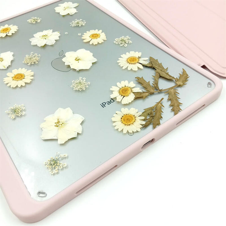 White Daisy Delphinium | Detachable Back Tablet Case | with Lens Protector