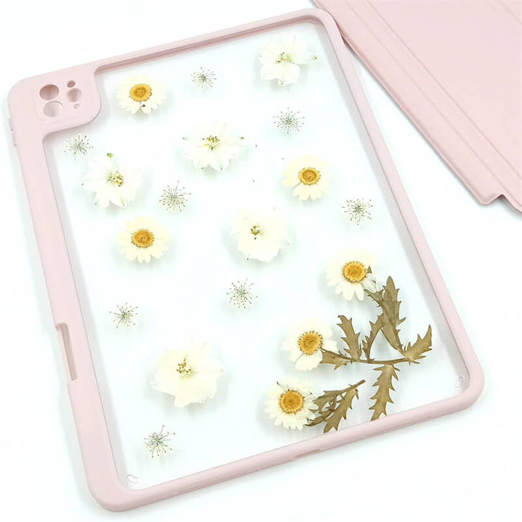 White Daisy Delphinium | Detachable Back Tablet Case | with Lens Protector