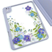 Blue Purple Hydrangea | Flower Border | Detachable Back Tablet Case | with Lens Protector