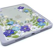 Blue Purple Hydrangea | Flower Border | Detachable Back Tablet Case | with Lens Protector