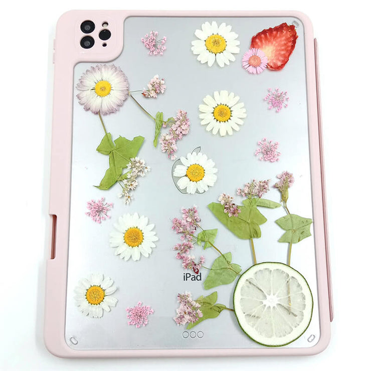 Strawberry Lemon | Pressed Fruits | Detachable Back Tablet Case | with Lens Protector