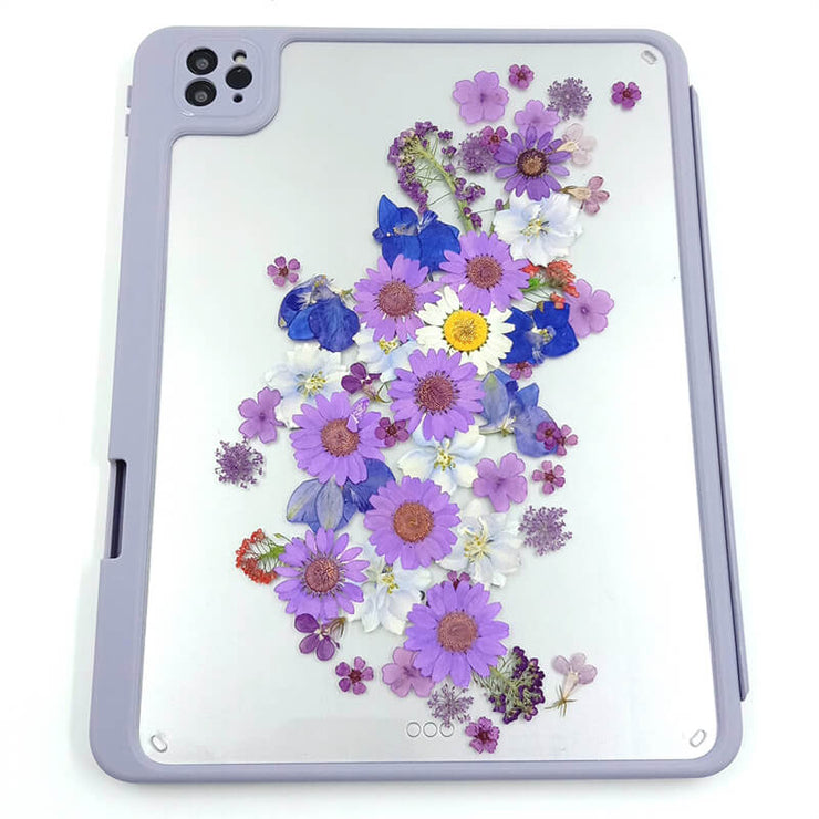 Daisy Hydrangea Lace Flower | Detachable Back Tablet Case | with Lens Protector