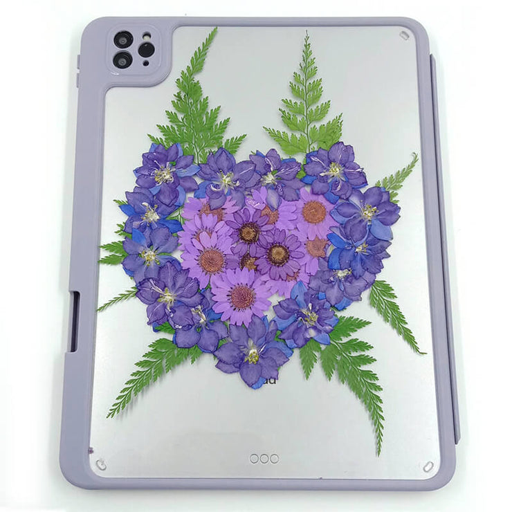 Heart-Shaped Delphinium | Detachable Back Tablet Case | with Lens Protector