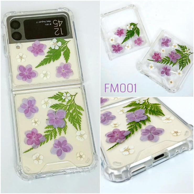 Purple Flower + Green Leaves | Bumper Case | Z Flip 3, Z Flip 4, Z Fold 3, Z Fold 4