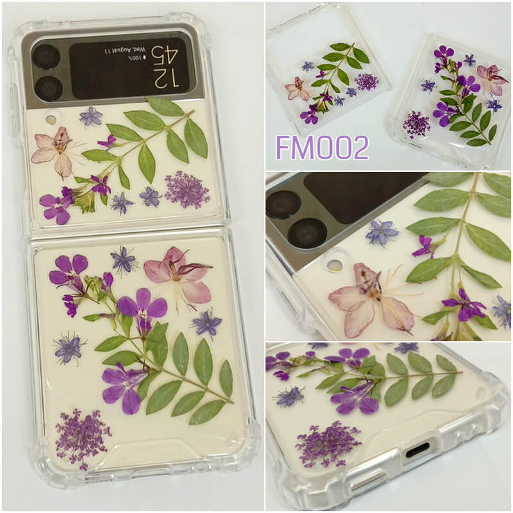 Purple Flower + Green Leaves | Bumper Case | Z Flip 3, Z Flip 4, Z Fold 3, Z Fold 4