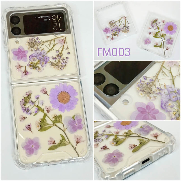 Purple Flower + Green Leaves | Bumper Case | Z Flip 3, Z Flip 4, Z Fold 3, Z Fold 4