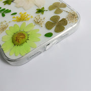 Green Daisy White Flower | Clear, Bumper, Border Phone Case | Apple Samsung Google