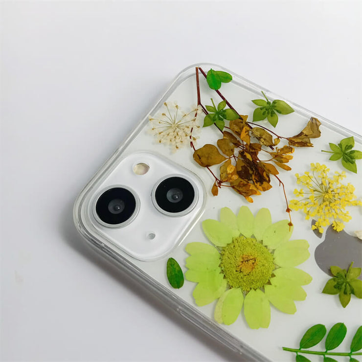 Green Daisy White Flower | Clear, Bumper, Border Phone Case | Apple Samsung Google