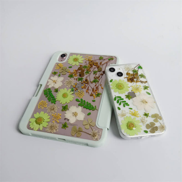 Matching Case | Green Daisy White Flower Tablet Case