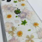 White Daisies Purple Dried Flower | Clear, Bumper, Border Phone Case | Apple Samsung Google