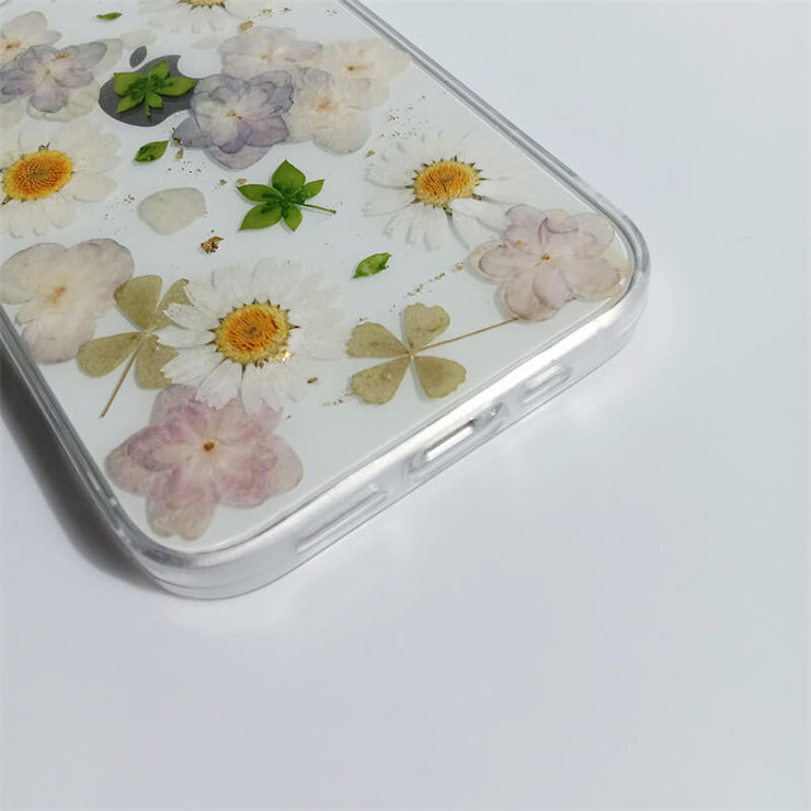 White Daisies Purple Dried Flower | Clear, Bumper, Border Phone Case | Apple Samsung Google