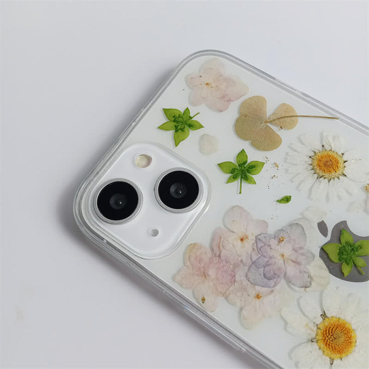 White Daisies Purple Dried Flower | Clear, Bumper, Border Phone Case | Apple Samsung Google