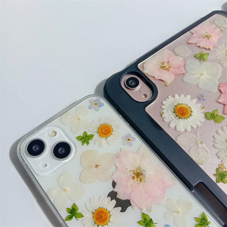 Matching Case | Light Blue Pink White Dried Flowers Tablet Case