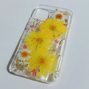 White Yellow Big Dried Flowers | Clear, Bumper, Border Phone Case | Apple Samsung Google