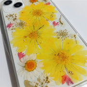 White Yellow Big Dried Flowers | Clear, Bumper, Border Phone Case | Apple Samsung Google