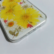 White Yellow Big Dried Flowers | Clear, Bumper, Border Phone Case | Apple Samsung Google