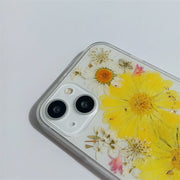 White Yellow Big Dried Flowers | Clear, Bumper, Border Phone Case | Apple Samsung Google