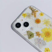 Light Blue Yellow White Dried Flowers | Clear, Bumper, Border Phone Case | Apple Samsung Google